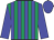 Emerald green, blue stripes, blue sleeves and cap