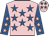 Pink, royal blue stars, royal blue sleeves, pink stars