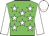 green, white stars, white sleeves and cap
