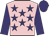 pink, purple stars, purple sleeves and cap
