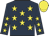 Dark blue, yellow stars, yellow cap