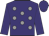Purple, grey spots, purple sleeves and cap