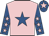 Pink, royal blue star, royal blue sleeves, pink stars, royal blue cap, pink star
