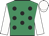 Emerald green, black spots, white sleeves and cap