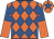 Orange & royal blue diamonds, halved sleeves, royal blue star on cap