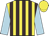 Yellow & brown stripes, light blue sleeves, yellow cap