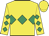 Yellow, emerald green triple diamond, emerald green diamonds on sleeves, yellow cap