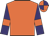 Orange, purple sleeves, orange armlets, orange and purple quartered cap