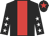 Black, red stripe, black sleeves, white stars, black cap, red star