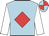 Light blue, red diamond, white sleeves, light blue and red quartered cap