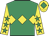 Emerald green, yellow triple diamond, yellow sleeves, emerald green stars, yellow cap, emerald green diamond