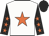 White, orange star, black sleeves, orange stars, black cap