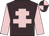 Brown, pink cross of lorraine and sleeves, quartered cap