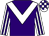Purple, white chevron, white sleeves, purple stripes, checked cap
