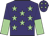 Purple, light green stars, halved sleeves and stars on cap