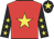 Red, yellow star, black sleeves, yellow stars, black cap, yellow star