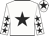 White, black star, white sleeves, black stars, white cap, black star