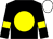 Black, yellow disc, yellow armlet, white cap