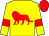 Yellow, red lion, red armbands and cap