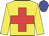 Yellow, red cross, yellow arms, blue cap