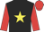 Black body, yellow star, red arms, red cap