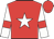 red, white star, red armlets on white sleeves, red cap