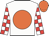 White body, orange disc, white arms, red checked, orange cap