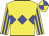 Yellow, blue band of diamonds, striped sleeves, quartered cap