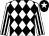 White body, black diamonds, white arms, black striped, black cap, white star
