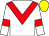 white, red chevron, red armbands, yellow cap