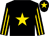black, gold star, striped sleeves, gold star on cap