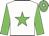 white, green star, green sleeves, hooped cap