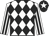 White body, black diamonds, white arms, black striped, black cap, white star