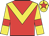 Red body, yellow chevron, yellow arms, red armlets, yellow cap, red star