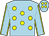 light blue, yellow spots, yellow seams on sleeves