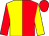 Red & yellow halved, sleeves reversed, red cap