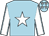 light blue, white star, white sleeves, light blue seams, white stars on cap