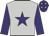 Silver, purple star, sleeves and cap, silver stars