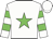 White, green star, green hoops on sleeves