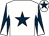 White, dark blue star, dark blue and white diabolo on sleeves, white cap, dark blue star