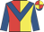 red, yellow halved, royal blue chevron, royal blue sleeves, red and yellow quartered cap, royal blue peak