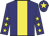 Navy, yellow stripe, yellow stars on sleeves, yellow star on cap