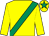 Yellow, emerald green sash, emerald green star on cap