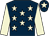 Dark blue, beige stars, sleeves and star on cap