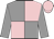 grey and pink quarters, grey sleeves, pink cap