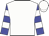 White, Blue and White hooped sleeves