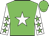 green, white star, green stars on white sleeves, green cap