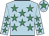 Light blue, emerald green stars, emerald green star on cap