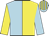 Light blue and yellow (halved), sleeves reversed, light blue and yellow striped cap