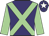Purple, light green cross belts and sleeves, purple cap, white star